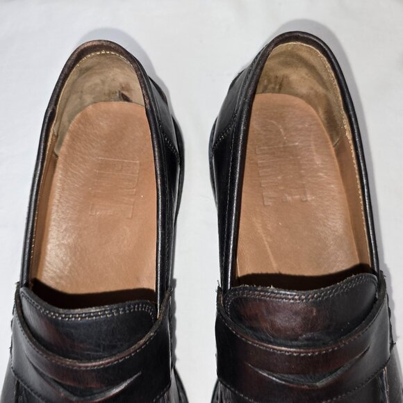 Frye Tyler Men\'s Burnished Black Leather Penny Loafers FR40433 Size 9.5 D
